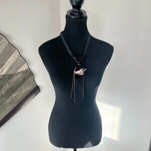 3 x Punk Black Tie Accessory with Chains